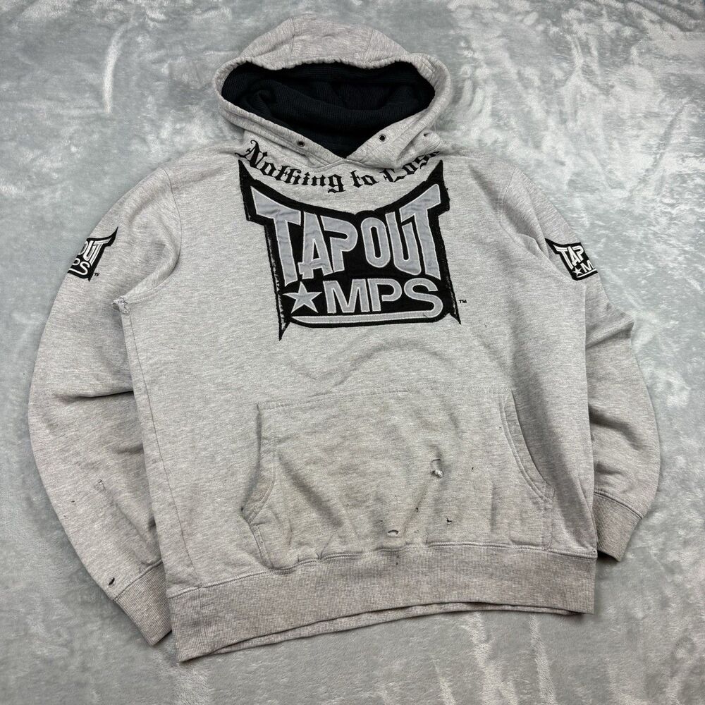 Vintage Y2K Tapout MPS Full Zip UFC MMA Embroidered Distressed Hoodie Mens Large
